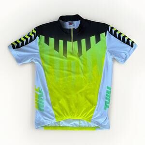 Vtg 80s Nike Cycling Jersey Men's Size Large Neon Yellow Black Made in USA